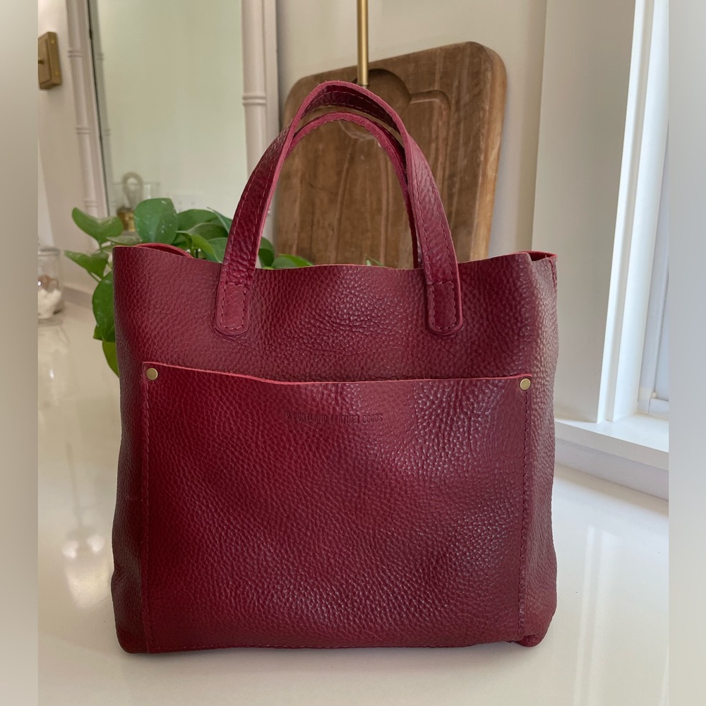 Portland Leather Goods crossbody tote sangria